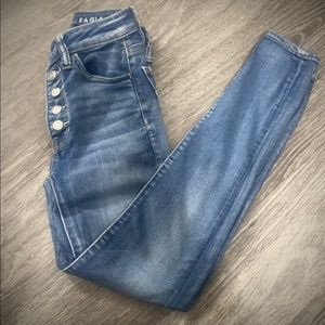 American Eagle Next Level Stretch High Wasted Straight Leg Jeans 00s